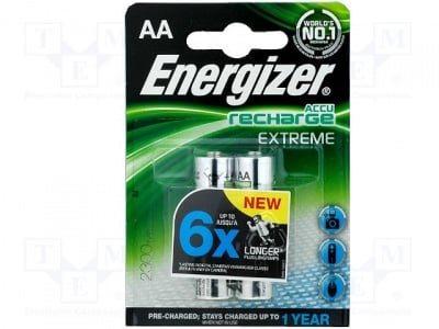 Акумулаторна батерия R6 1.2/2300 ACCU-R6/2300-EG Акумулатор: Ni-MH; AA; 1,2V; 2300mAh цената е за блистер 2 батерии